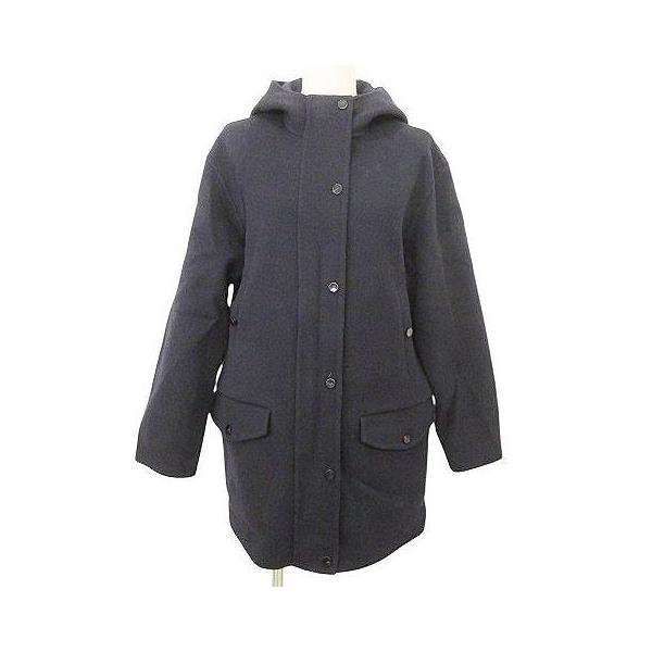 23AW✨セオリー ウールカシミヤ フーデッドコート ダブルフェイス 紺 P 極美品✨23AW セオリー 10万 カシミヤ ダブルフェイスウールコート