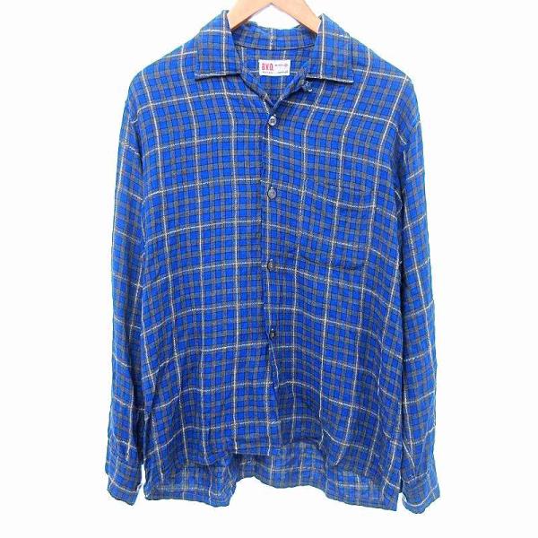 B.V.D 50s ヴィンテージ チェック シャツ 長袖 15-15 1/2 M 青 ブルー