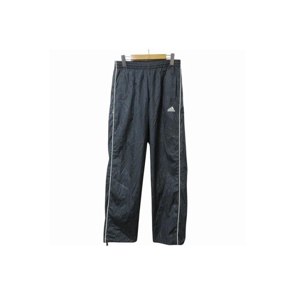 アディダス adidas 05年製 ナイロン系 パンツ スポーツウェア CLIMAPROOF ロゴ刺? ライン 裏メッシュ L 黒 白 ■GY09 X メンズ