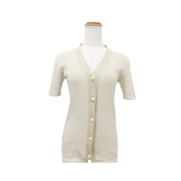 PRADA（プラダ） 美品 タグ付き ボーダー 半袖 カーディガン ニット 40
