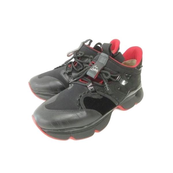 【中古】クリスチャンルブタン レッドランナー フラット スニーカー 厚底 ローカット 43 約28cm 黒 ブラック Christian Louboutin（クリスチャンルブタン） レッドランナー