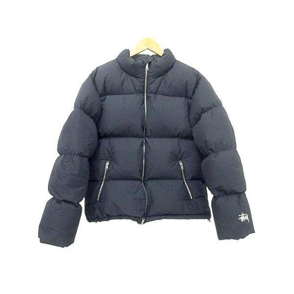 【ダウン感覚】old stussy ナイロンジャケット 厚手 刺繍ロゴ ジップ STUSSY（ステューシー） ダウンジャケット アウター ナイロン マット地