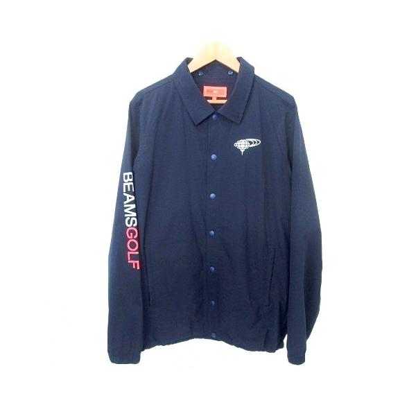 BEAMS GOLF ジャケット ネイビー/クリーム ビームスゴルフ BEAMS GOLF ブルゾン コーチジャケット 胸ロゴ XL 紺