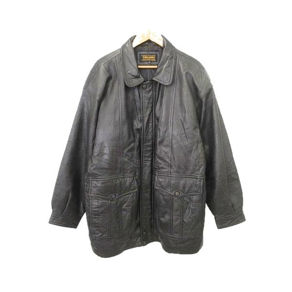 TIBOLRENO ラムレザー ジャケット 羊革 革ジャン コート XL 黒