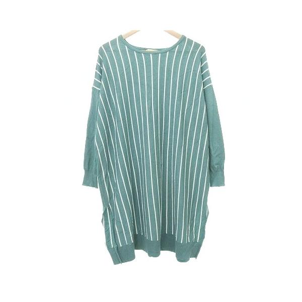 ショコラフィネローブ chocol raffine robe ストライプ ニット チュニック F ミント ■GY99 レディース