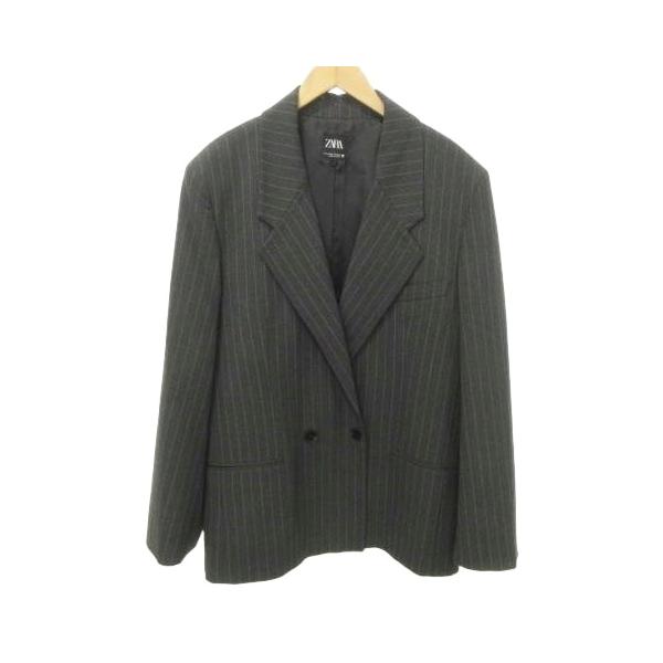 ZARA（ザラ） テーラード ジャケット ダブル ストライプ 肩パッド 厚手