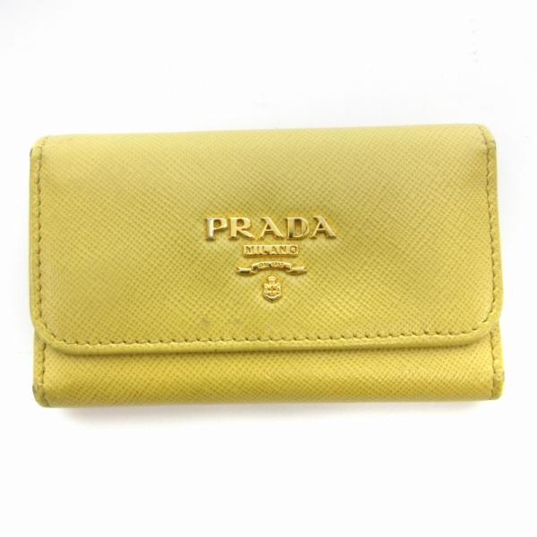 PRADA（プラダ） キーケース サフィアーノレザー 6連 ロゴ 黄 イエロー