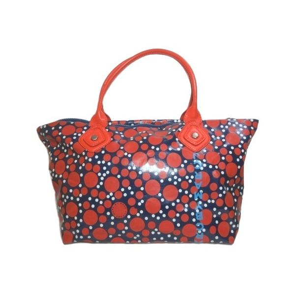 マークバイマークジェイコブス MARC by MARC JACOBS トートバッグ ドット 水玉 プリント 鞄 A4収納 ビニールコーティング レッド ネイビー