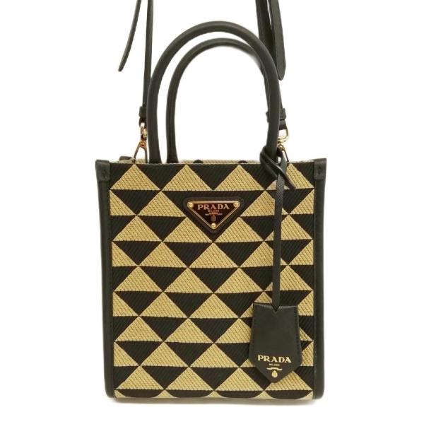 【中古】プラダ 1BA355 シンボル エンブロイダリー ジャガードファブリック ミニ 2way トートバッグ ショルダーバッグ PRADA（プラダ） PRADA 1BA355 シンボル エンブロイダリー ジャガード