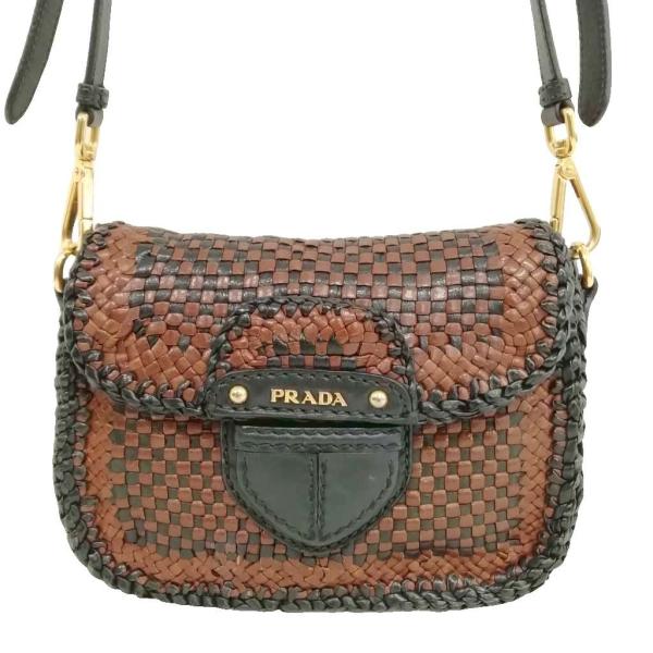 PRADA（プラダ） 編み込み マドラス ショルダーバッグ 三角プレート