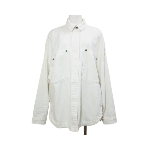 ZARA（ザラ） デニムジャケット ダメージ加工 ドロップショルダー L 白 