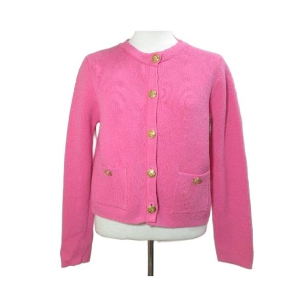 ZARA（ザラ） ニットジャケット ノーカラー 金ボタン M 170/88A ピンク