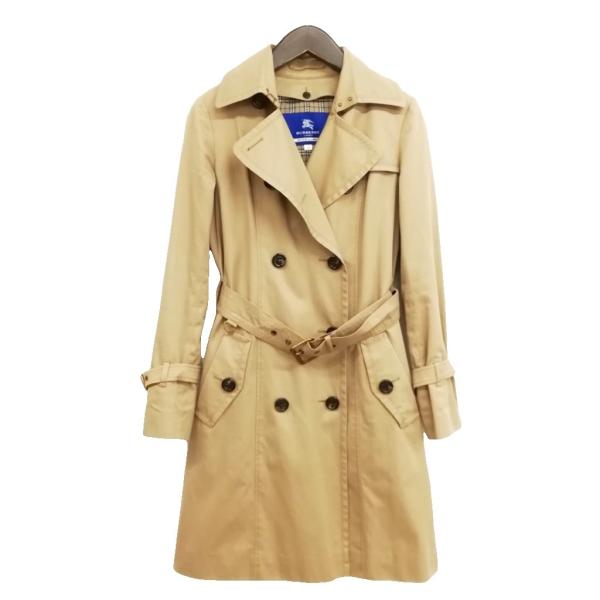 バーバリーブルーレーベル BURBERRY BLUE LABEL トレンチコート チェック ウールライナー付 38 ベージュ レディース
