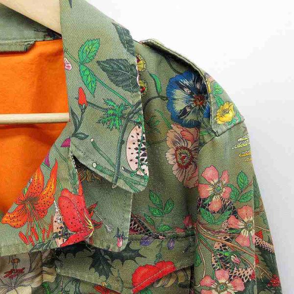 中古 グッチ Gucci Gucci 伊製 イタリア製 花柄 ミリタリー 総柄 ミリタリー ジャケット 46 46 Mサイズ相当 緑 グリーン系 メンズ ベクトル 古着 064 ブランド古着販売のベクトル