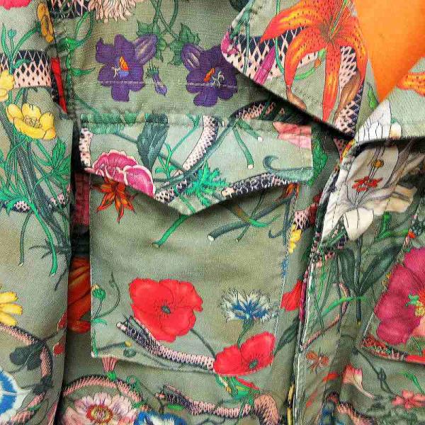 中古 グッチ Gucci Gucci 伊製 イタリア製 花柄 ミリタリー 総柄 ミリタリー ジャケット 46 46 Mサイズ相当 緑 グリーン系 メンズ ベクトル 古着 064 ブランド古着販売のベクトル