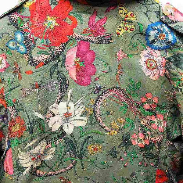 中古 グッチ 緑 Gucci イタリア製 伊製 イタリア製 花柄 ジャケット 総柄 ミリタリー ジャケット 46 Mサイズ相当 緑 グリーン系 メンズ ベクトル 古着 064 ブランド古着販売のベクトル
