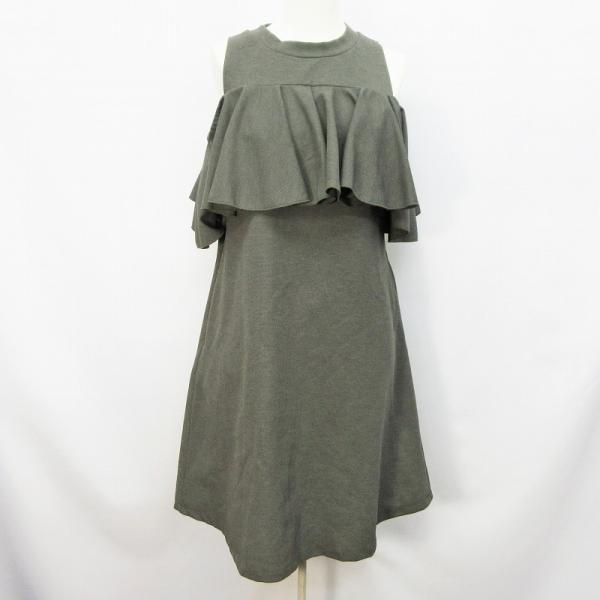 中古 パメオポーズ Pameo Pose ワンピース 膝丈 半袖 オフショルダー 丸首 ストレッチ F M相当 カーキ系 レディース ベクトル 古着 Dejapan Bid And Buy Japan With 0 Commission