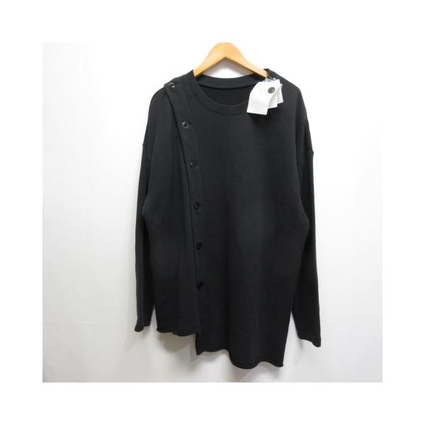 【中古】未使用品 ワイズ Y's 変形 ボタン スウェット トレーナー プルオーバー 2 黒 ブラック 長袖 タグ付き vectorpremium_065-202401150219