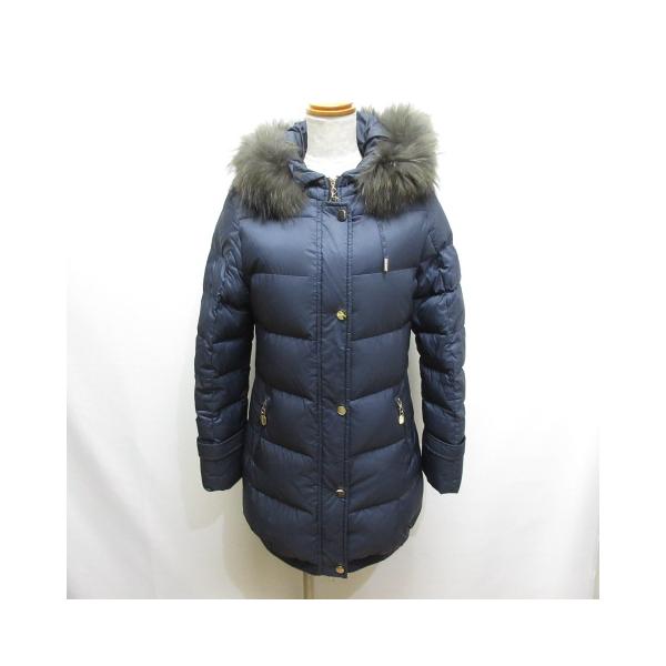 ラモード La Mode フーデッド ダウン コート ジャケット 38 ネイビー