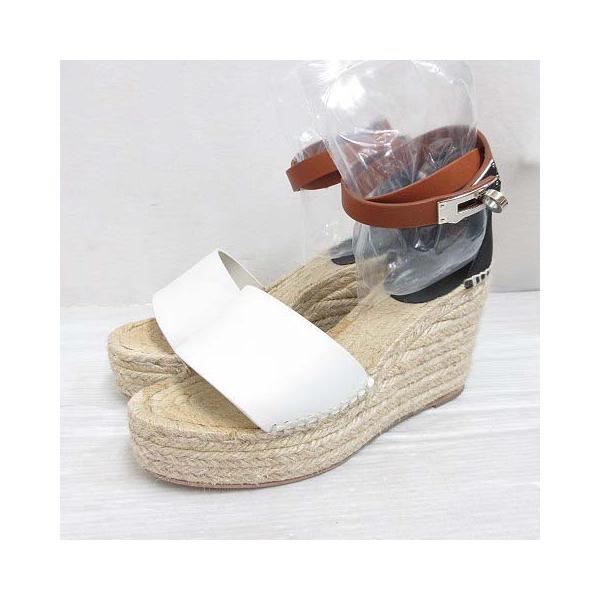 エルメス　ティヴォリ　厚底サンダル　ヒール Hermes 《ティヴォリ》 白 エスパドリーユ 厚底 サンダル