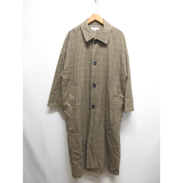 マウジー MOUSSY チェック柄 ドルマン ステンカラー ロング コート 1 ベージュ 微起毛 レディース