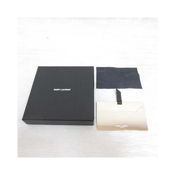 SAINT LAURENT サンローラン パリ レザーポケットコンパクトミラー 未使用品 サンローラン パリ SAINT LAURENT PARIS カード型ミラー 手鏡