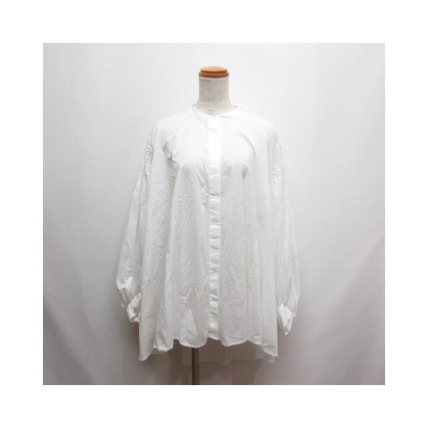 未使用品 ミズイロインド mizuiro ind ピンタック パフスリーブ シャツ