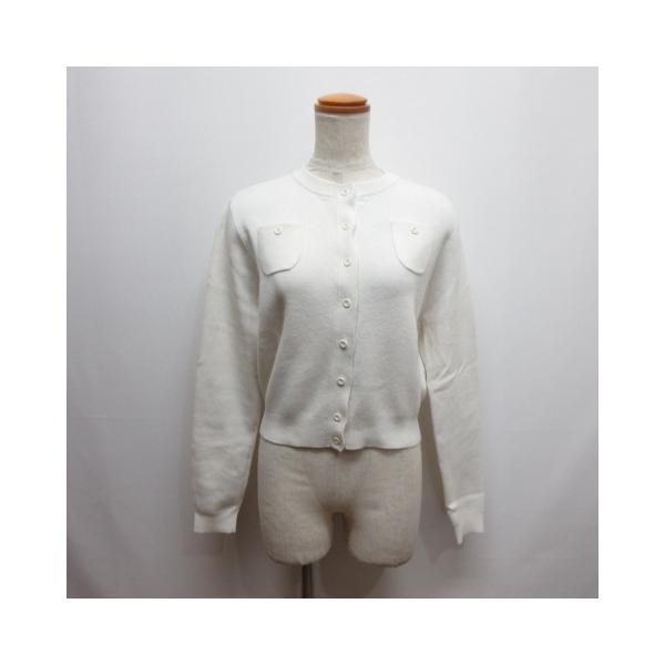 未使用に近い　CABAN ホワイト カシミヤコットン　カーディガン XS CABaN（キャバン） カーディガン コットンカシミヤ ダブルボタン