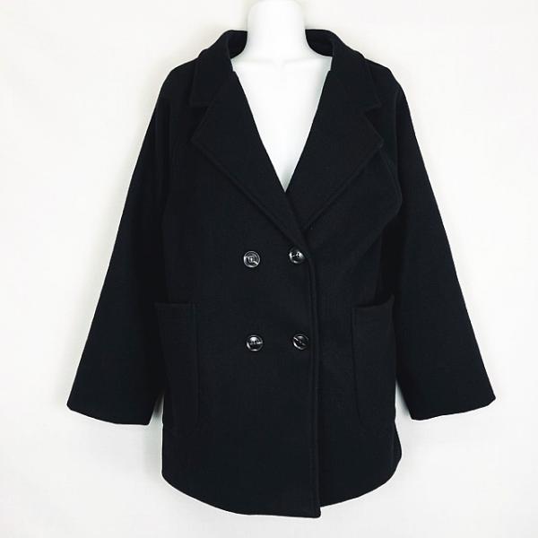 ジュノア JUNOAH ショートチェスターコート 黒 ブラック M レディース