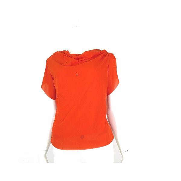 チャコット Chacott ROYAL DANCE 社交ダンス 衣装 トップス カットソー ラインストーン バッククロス シアー シフォン  半袖 M オレンジ【ブランド】チャコット Chacott【表記サイズ】M※実寸サイズのご確認をお願...