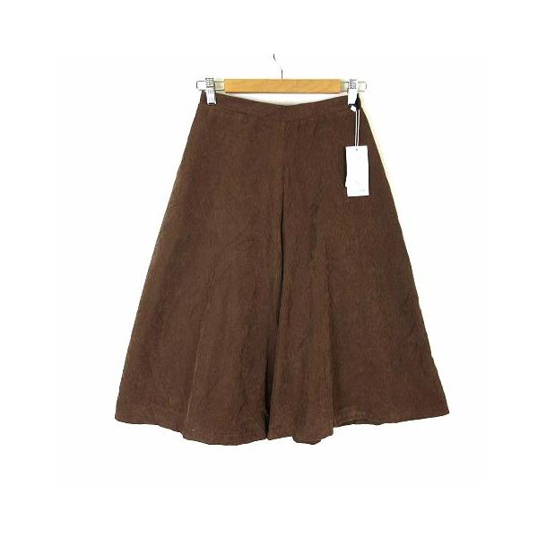 ムジー muzzy パンツ ガウチョパンツ スカーチョ ワイド イージー ピーチスキン M 茶 ブラウン タグ付 美品 レディース