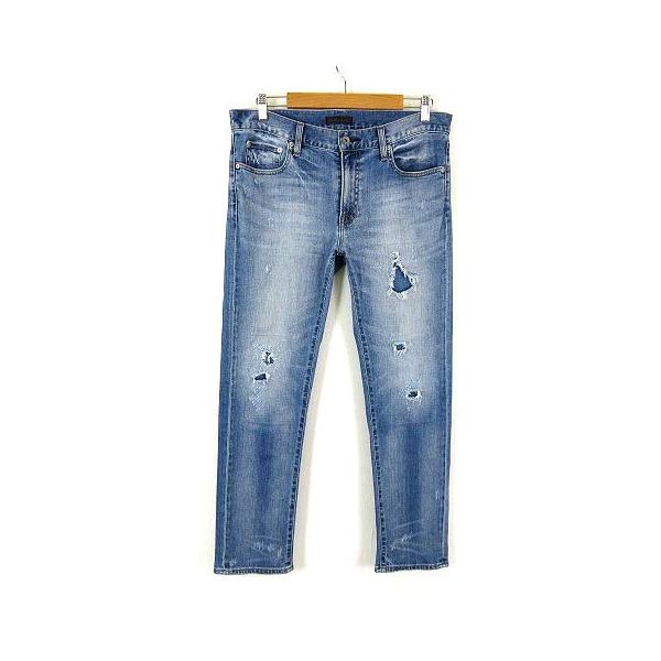 ユニクロ（UNIQLO） スリム フィット ダメージ ジーンズ デニムパンツ