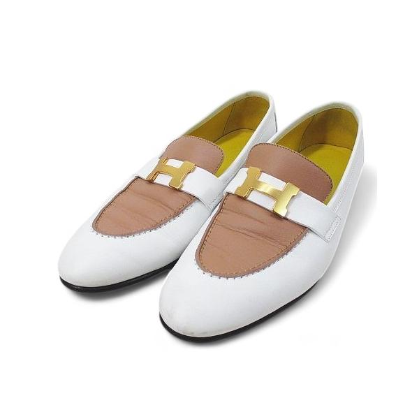 HERMES エルメス モカシン パリ ローファー Hマーク バイカラー HERMES エルメス モカシン パリ ローファー Hマーク バイカラー