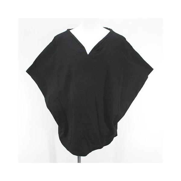 ENFOLD - エンフォルド 五分袖 カットソー チュニック Vネック 38 黒系 ブラック 綿 エンフォルド ENFOLD 五分袖 カットソー チュニック Vネック 38