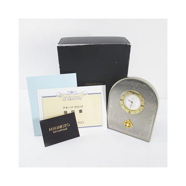 ミキモト MIKIMOTO クオーツクロック アーチ型 置時計 シルバー
