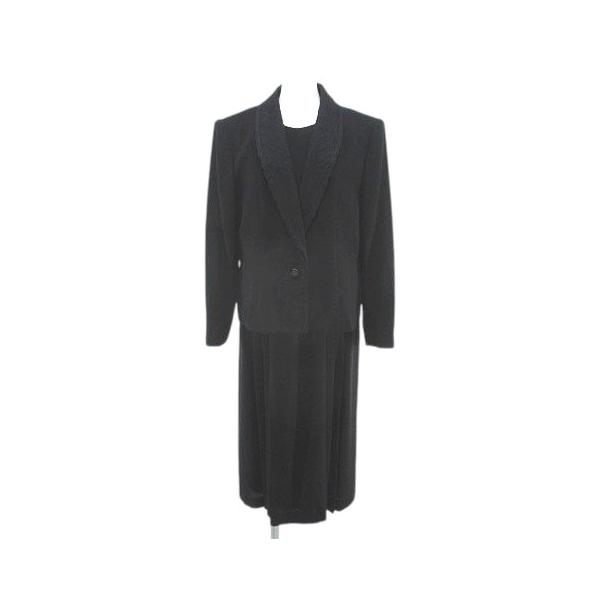 ブロドール BRODEUR フォーマル セットアップ ジャケット 五分袖 ミモレ丈 フレアワンピース ワンピース 13 黒系 ブラック 日本製 レース 刺繍 裏地 レディース【表記サイズ】13【実寸サイズ】肩幅：40cm　身幅：51cm　袖...