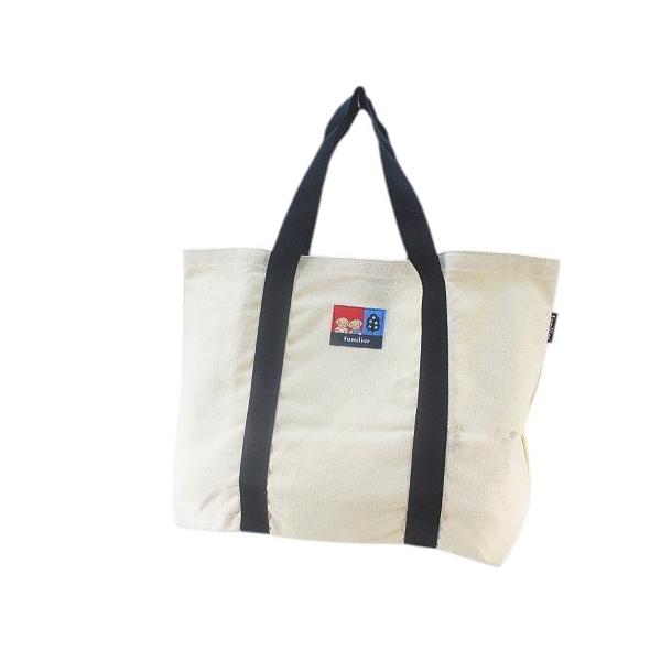 さな　familiar ファミリア Familiar トートバッグ ライン キナリ キャンバス地