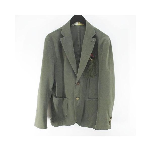 【中古】ボブ BOB テーラード ジャケット 背抜き 48 緑系 グリーン イタリア製 裏地 無地 メンズ ボブ BOB テーラード ジャケット 背抜き 48 緑系 グリーン イタリア製