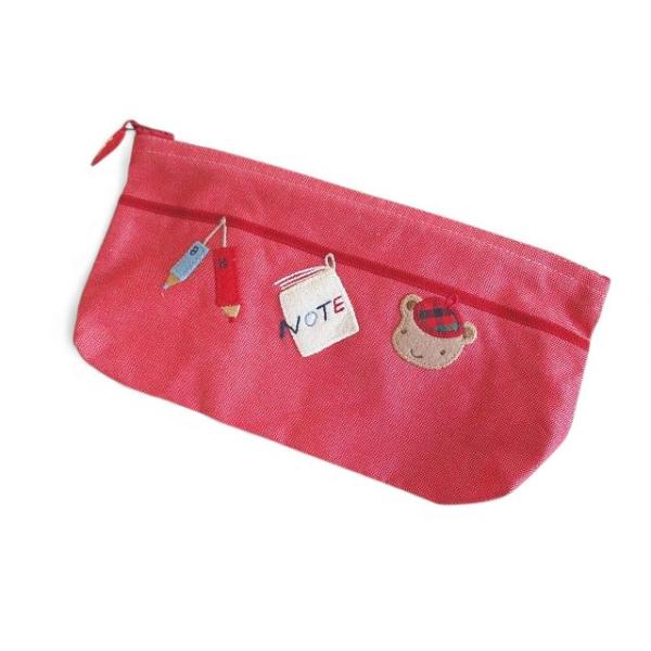 期間限定お値下げ！【完全未使用品】ファミリア　デニム　ポーチ ファミリア Familiar ペンケース ポーチ デニム 赤系 レディース