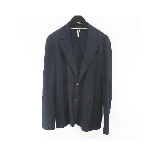 BOB テーラード ジャケット 薄手 52 紺系 ネイビー イタリア製 総柄