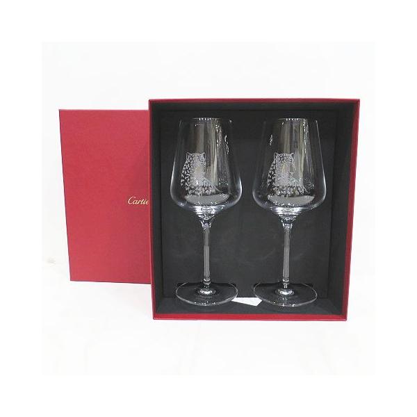 Cartier（カルティエ） クリスタル 豹絵 ペア 大型 ワイングラス 2客