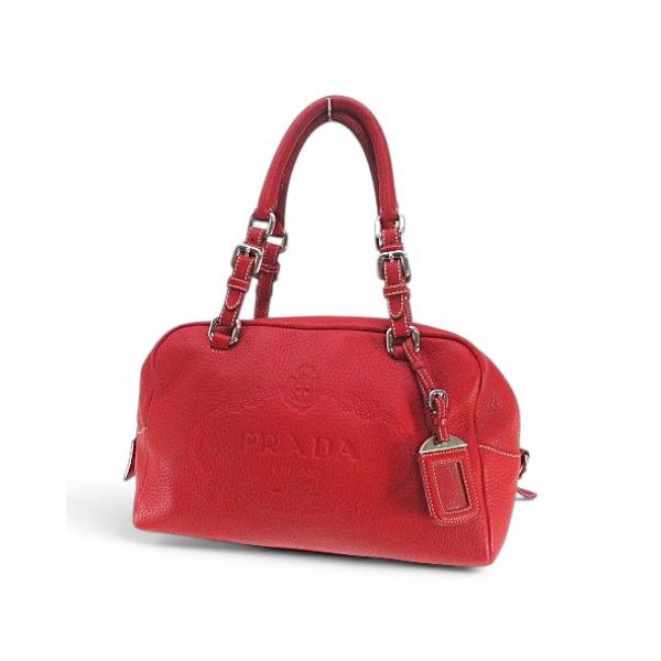 PRADA（プラダ） 型押しロゴ ミニボストンバッグ ハンドバッグ ロゴ