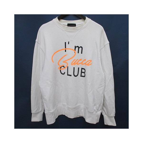 ブッカフォーティーフォー BUCCA44 長袖 スウェット トレーナー XL 白系 ホワイト BUCCA CLUB プリント リブ メンズ