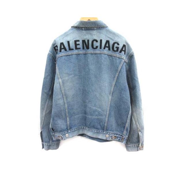 中古 バレンシアガ 古着 Balenciaga 19ss Gジャン ジージャン デニムジャケット ロゴ刺繍 44 ファッション メンズ 青 ブルー Ek メンズ ベクトル 古着 081 ブランド古着販売のベクトル