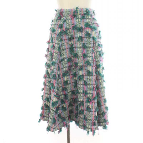 マイストラーダ Mystrada フリンジツイードフレアスカート ロング  