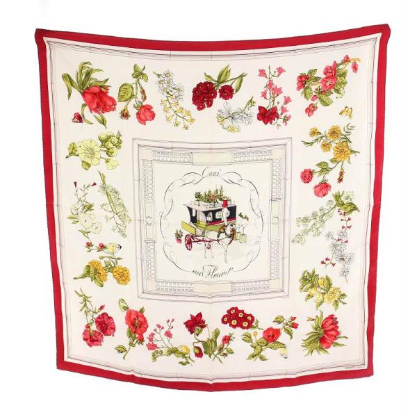 エルメス HERMES Quai aux Fleurs 花咲く海岸通り カレ90 スカーフ 花 