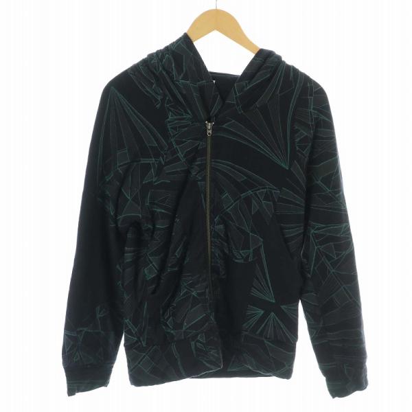 DIESEL ディーゼル 長袖 ジップアップ シャツ 総柄 サイズＬ相当 DIESEL ディーゼル ジップアップパーカー 総柄 長袖 XS 黒