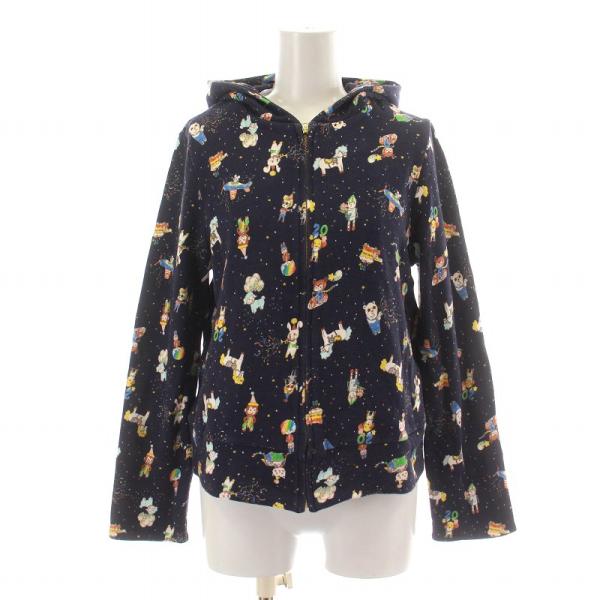 franche lippee - フランシュリッペ パーカー ジャケット 長袖 総柄 M 紺 マルチカラー フランシュリッペ franche lippee パーカー ジャケット ジップ