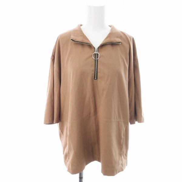 STUDIOUS ベージュ 長袖Tシャツ フリーサイズ ステュディオス STUDIOUS 18SS ハーフジップ Tシャツ 半袖