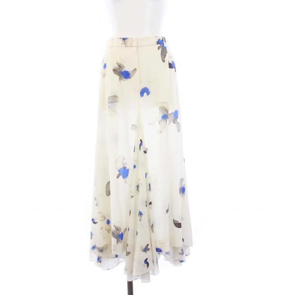 ニナリッチ NINA RICCI フレアスカート ロング 総柄 白 ホワイト /KH  
